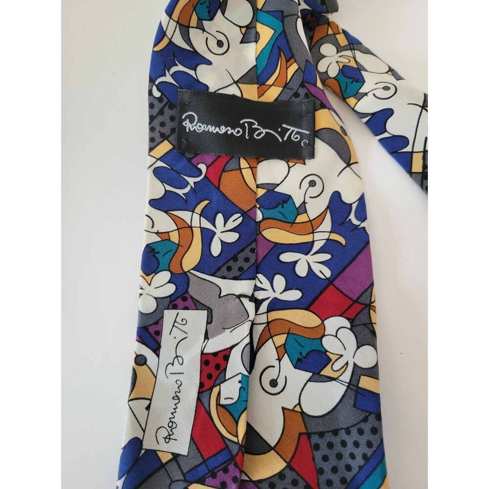 Romanoff‎ 76 Men's Silk Tie Colorful Abstract Geometric Pattern